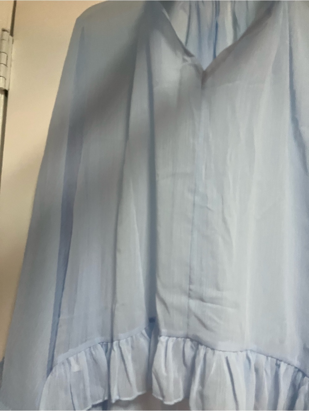 Sheer Ruffle Peasant Blouse - Blue - Picture 6 of 8